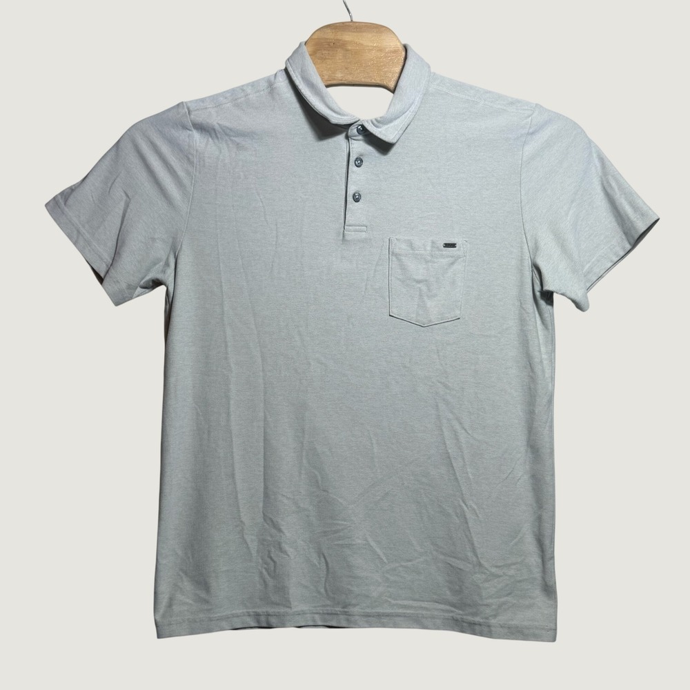 Vuori Mens Ace V164 Short Sleeve Pocket Polo Shirt Light Grey Large